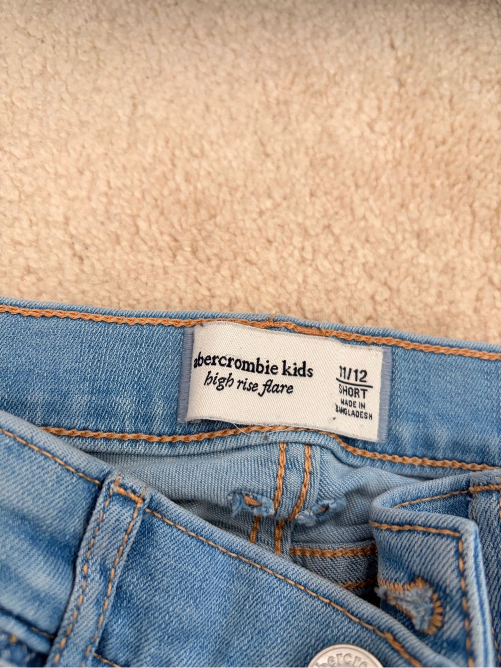 abercrombie kids light blue high-rise flare jeans